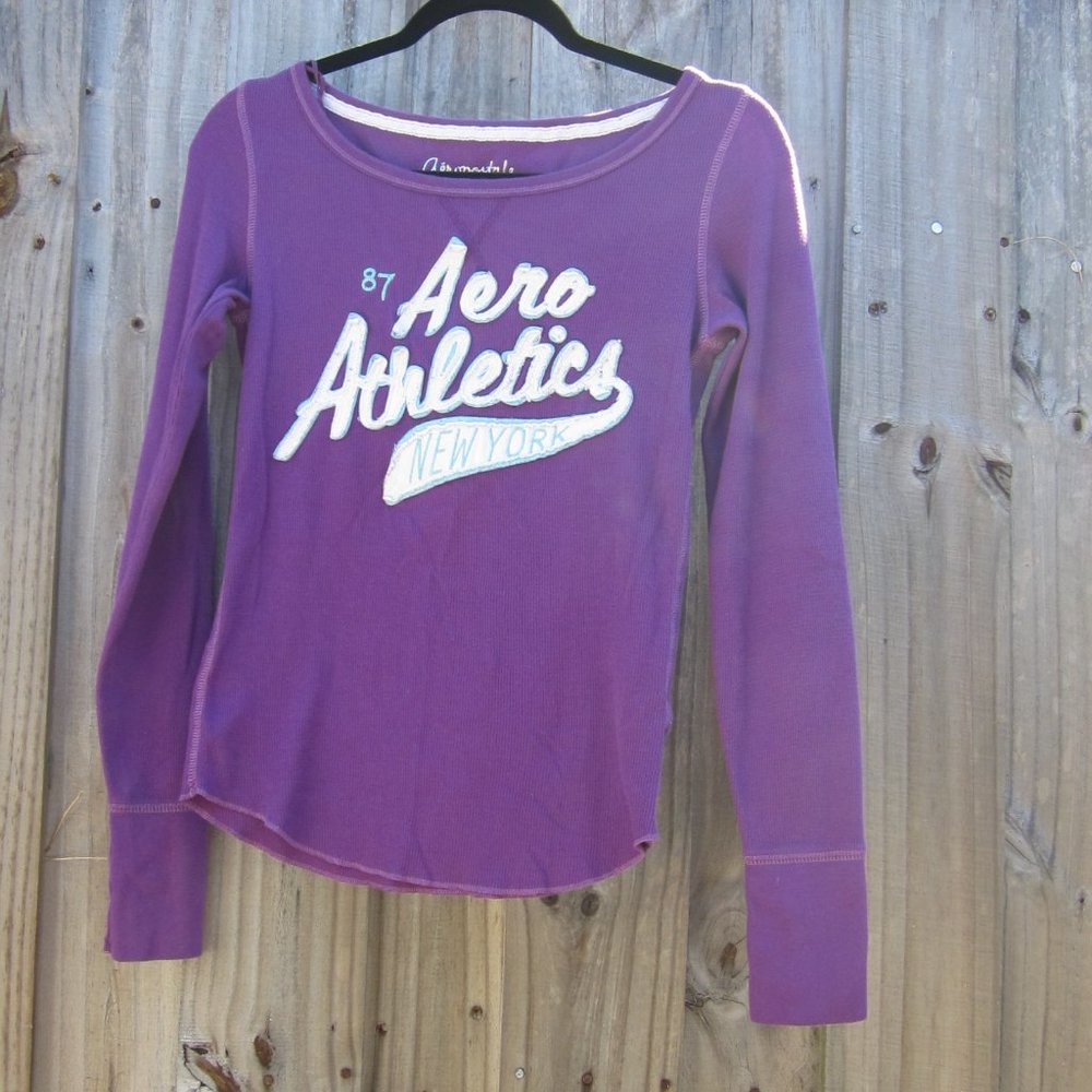 Juniors Medium Purple Aeropostale Long Sleeve Shirt